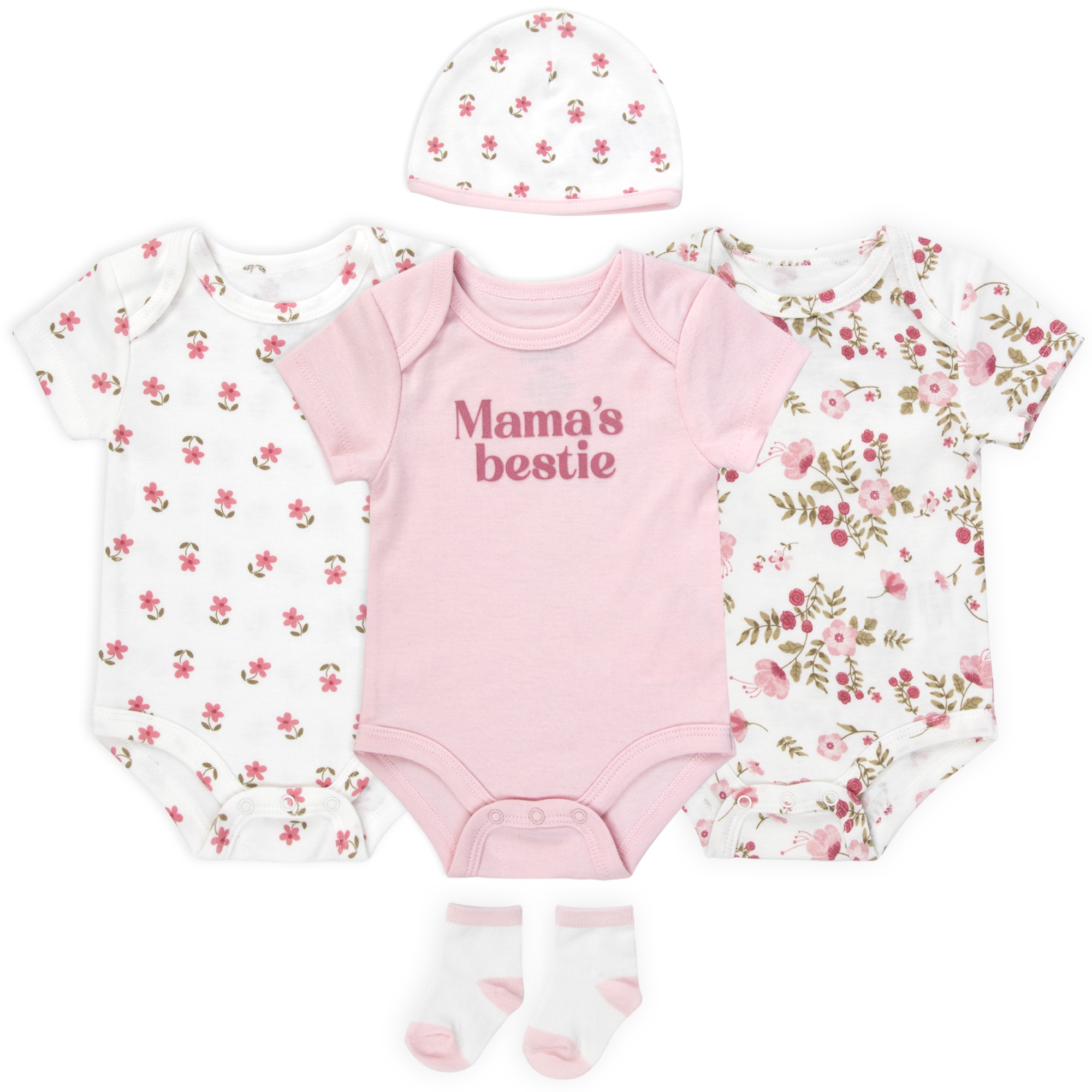 Baby Essentials 5-Piece Newborn Girl Floral Outfit Set photo 2