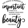 thumbnail image 1 of You Know A Moment Is Important Numb With Beauty Inspirational l Wall Decals for Walls Peel and Stick wall art murals Black Medium 18 Inch, 1 of 2
