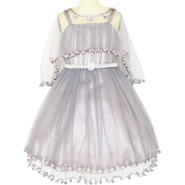 Robe de Fille Fleur Ceinture de Perles Concours Mariage Fête 10 Ans