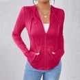thumbnail image 1 of WRKEKC Veste à Capuche pour Femme Col en V Fermeture Éclair devant Manches Longues Décontractée Mode Urbaine Manteau Rouge TG, 1 of 5