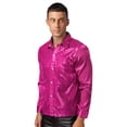 thumbnail image 3 of vastwit Mens 70s Sequins Disco Dance Shirt Long Sleeve Button Down Shirt for Party Club Hot Pink L, 3 of 6