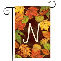 Briarwood Lane Fall Leaves Monogram Letter N Garden Flag