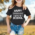 thumbnail image 2 of Tisuna Girls 100 Days Of School Tshirt Letter Print Short Sleeve Crew Neck Tops Comfortable Lightweight Child Toddler Summer Shirt Black Size 3-4 Years, 2 of 4