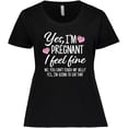 thumbnail image 3 of Inktastic Yes I'm Pregnant I Feel Fine No You Cant Touch My Belly Women's Plus Size T-Shirt, 3 of 5
