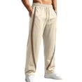 thumbnail image 4 of Joggers for Men Color Block Loose Fit Casual Elastic Waist Drawstring Pants Outdoor Straight Leg Fitness Pants Solid Color Lounge Joggers with Pockets, 4 of 7