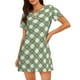 thumbnail image 1 of Disketp Daisy Plaid Green para Camisón Corto de Manga Corta para Mujeres, Camisón Cómodo con Escote Redondo, Bonito y Confortable, 1 of 6