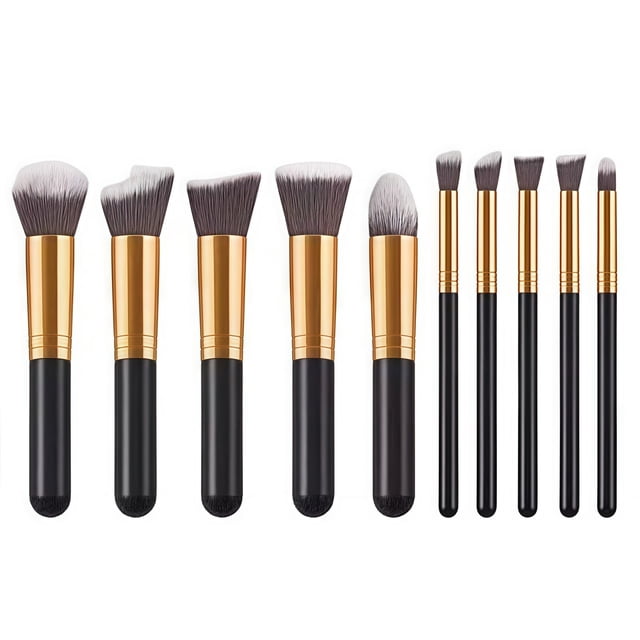 Set de 10 pinceles para base de maquillaje, adecuado para todo tipo de pieles, entre los utensilios de belleza.