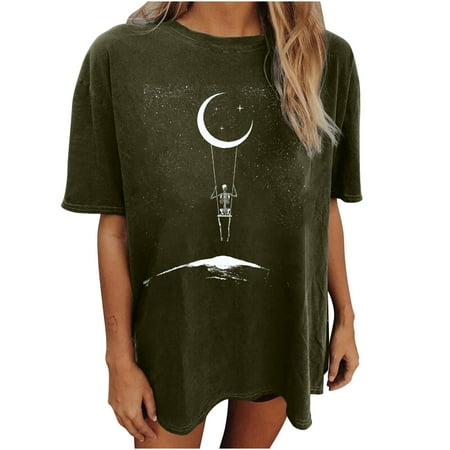 

Corset Top Long Sleeve Workout Tops for Women Women s Vintage Drop Sleeves Skull Sun Moon Print Short Sleeve Tops Blouse Valentines Shirts for Women Summer Savings White Shirts for Women Green XL