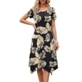 thumbnail image 2 of Fantaslook Short Sleeve Dresses for Women Floral Asymmetrical Hem Dress Summer Sundresses with Pockets, 2 of 9