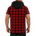 thumbnail image 6 of Ohufall Mens Short Sleeve Hoodie T-Shirt Plaid Drawstring Pullover Tops Casual Regular Fit Hooded Comfy Summer Tee Top for Men, 6 of 8
