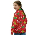 thumbnail image 2 of COEQINE Cute Quarter Zip Pullover for Girls with Collar, Long Sleeve Loose Fit Sweatshirt, Soft Printed Top for School, Playdate, Casual Wear, Ages 11-12, Snowman Dinosaur Red, 2 of 7
