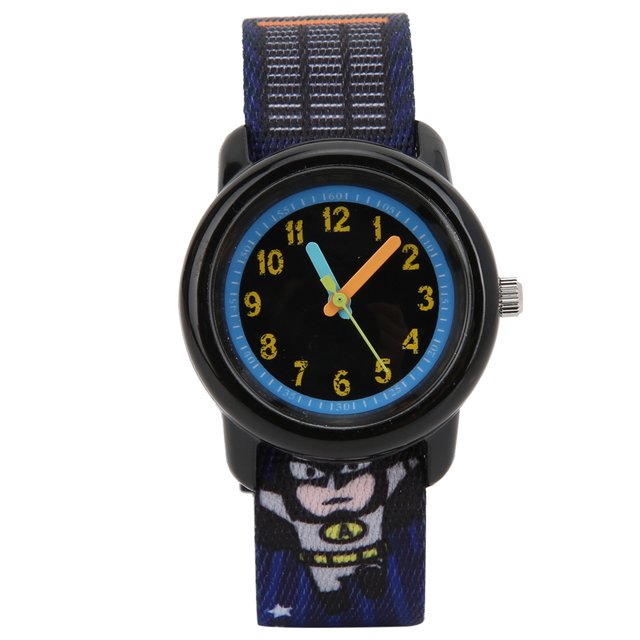 Reloj para niños con patrón de dibujos animados, resistente al agua, correa de cinta, reloj de cuarzo para niños, patrón nocturno