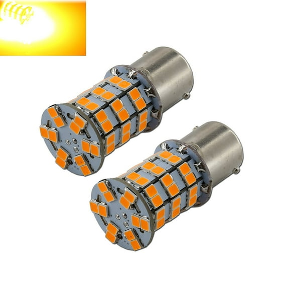 1156 Amber Yellow High Power 2835 Chip 60-LED Turn Signal/Parking Light Bulbs (1156, Yellow)