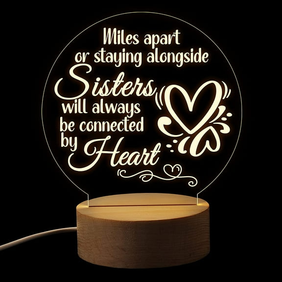 Sisters Gifts from Sister Gifts for Sisters Birthday Gift, 3D Illusion Lamp Birthday Gift for Sisters Gift LED Desk Table Lamps Night Lights to My Sister