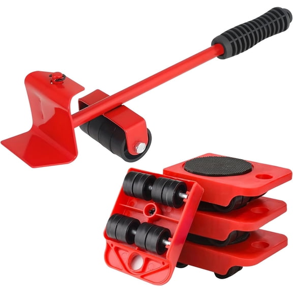 Furniture Moving Tool Set with 1 Pry Bar & 4 Heavy Duty Moving Sliders, Labor Saving Furniture Lifter Mover Dolly for Sofa, Fridge, Cabinet & Large Household Appliance