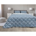 thumbnail image 1 of Ethnic Comforter & Sham Bedding Set, Classic Greek Art Deco Style Geometric Aztec Folk Motifs Hippie Boho, 3 pcs Duvet Set Microfiber Filling Quilt, 5 Sizes, Taupe Grey and Sea Blue, by Ambesonne, 1 of 4