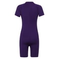 thumbnail image 2 of TSSOE Girls Boys One-Piece Short Sleeve Zippered Shorty Wetsuit Swimsuit Rashguard Sun Protection Purple 12, 2 of 7