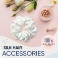 thumbnail image 3 of Blissy Silk Scrunchies (3 Pack) - 100% Pure Mulberry Silk - 22 Momme 6A High-Grade Fibers - Silk Scrunchie for Straight & Curly Hair - Preventing Breakage, Tangling, & Creasing (White Skinny), 3 of 7