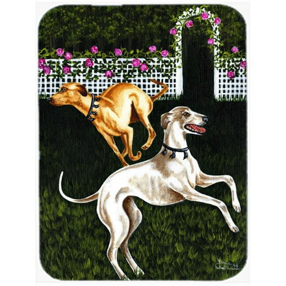 Rose Garden Frolick Greyhounds Mouse Pad, Hot Pad or Trivet