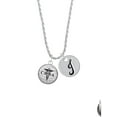 thumbnail image 2 of Delight Jewelry Silvertone Domed Black CRNA Silvertone Script Initial Disc - J - Charm Necklace, 20"+3", 2 of 4