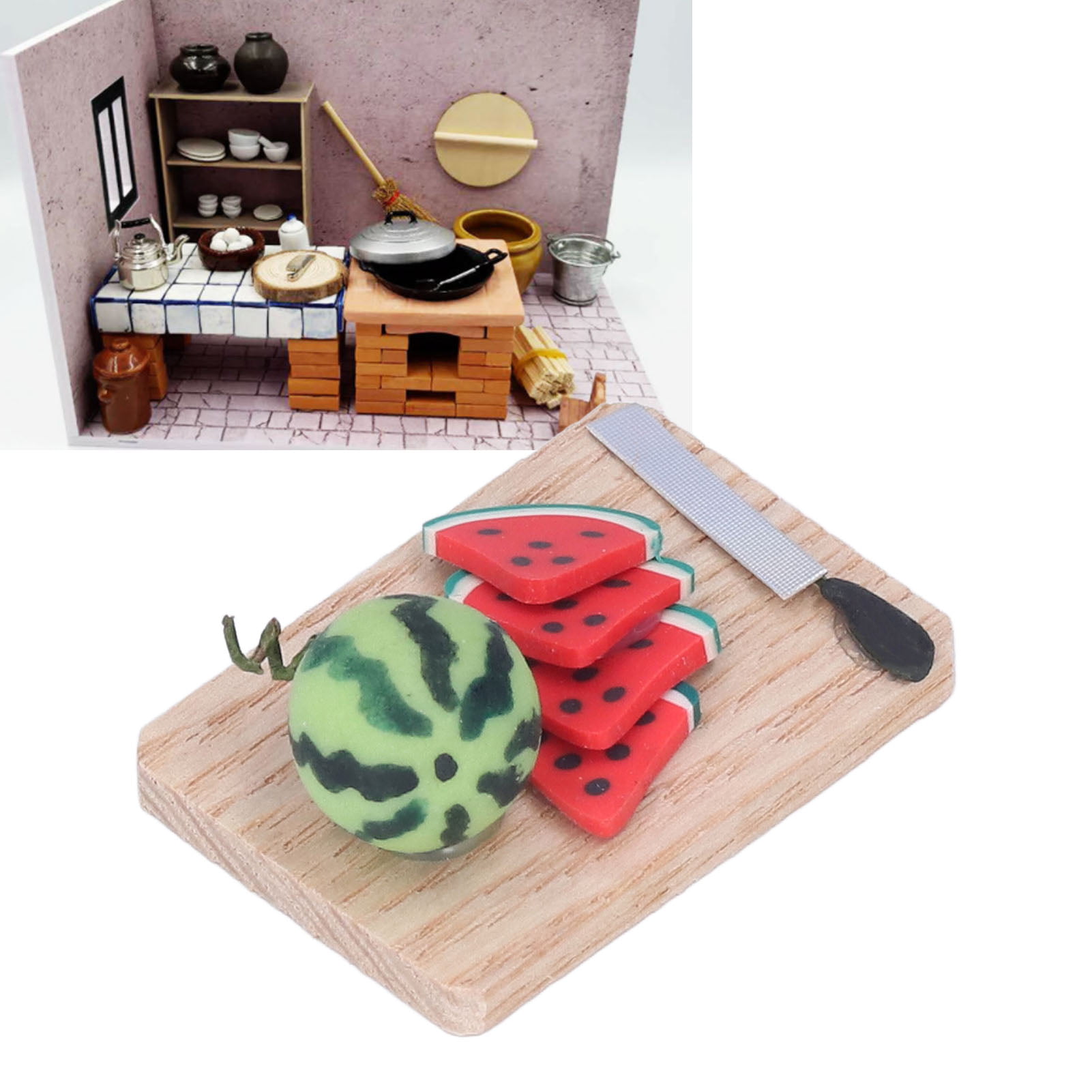 Miniature Dollhouse FAIRY GARDEN Accessories ~ Watermelon BEACH Table & Chairs 