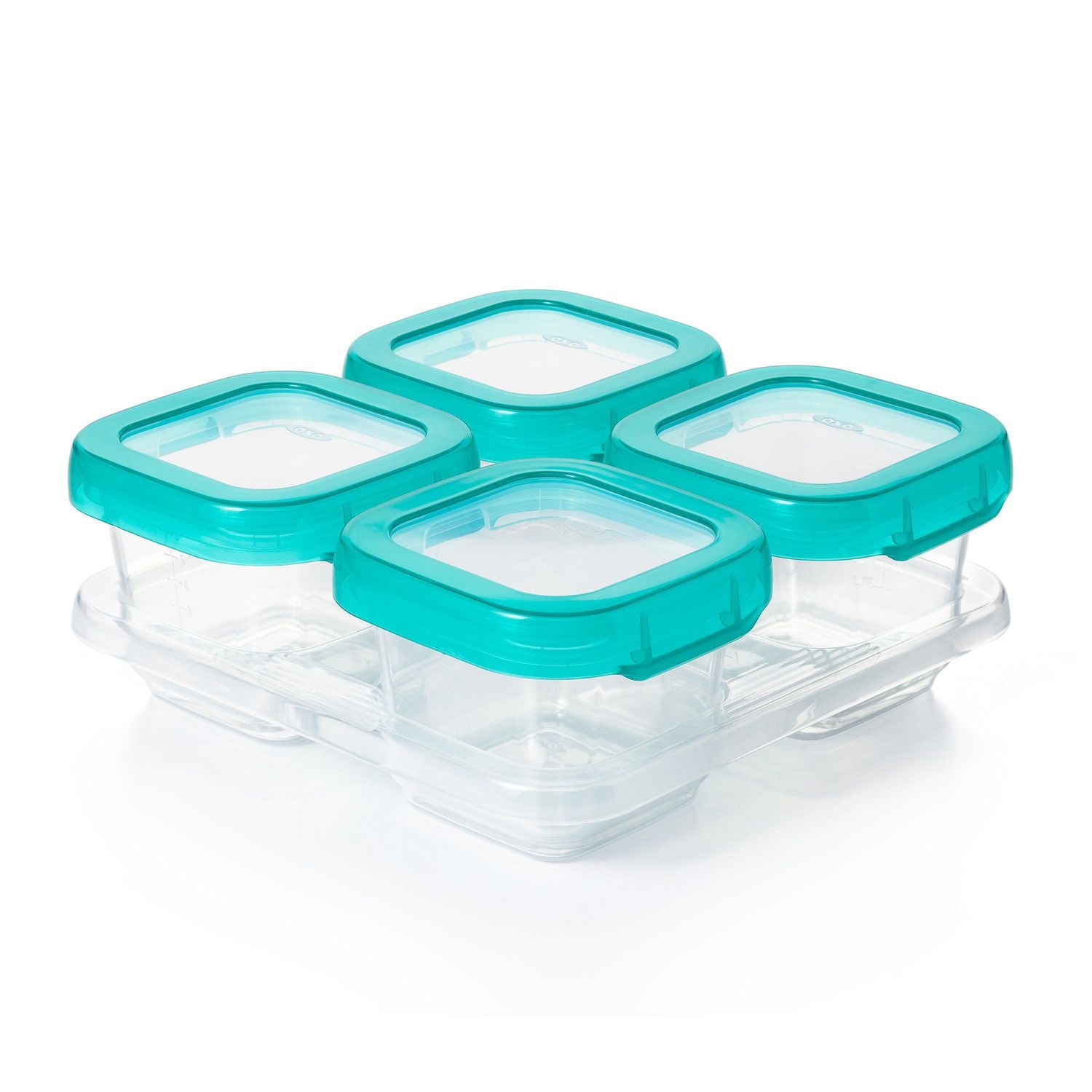 OXO Tot - Baby Blocks - Containers - Airtight, Watertight, Leakproof - Clear Lids & Bodies - Measurement Markings - Stackable Freezing Trays - Safe Storage for Spill-Free Outings - - For I