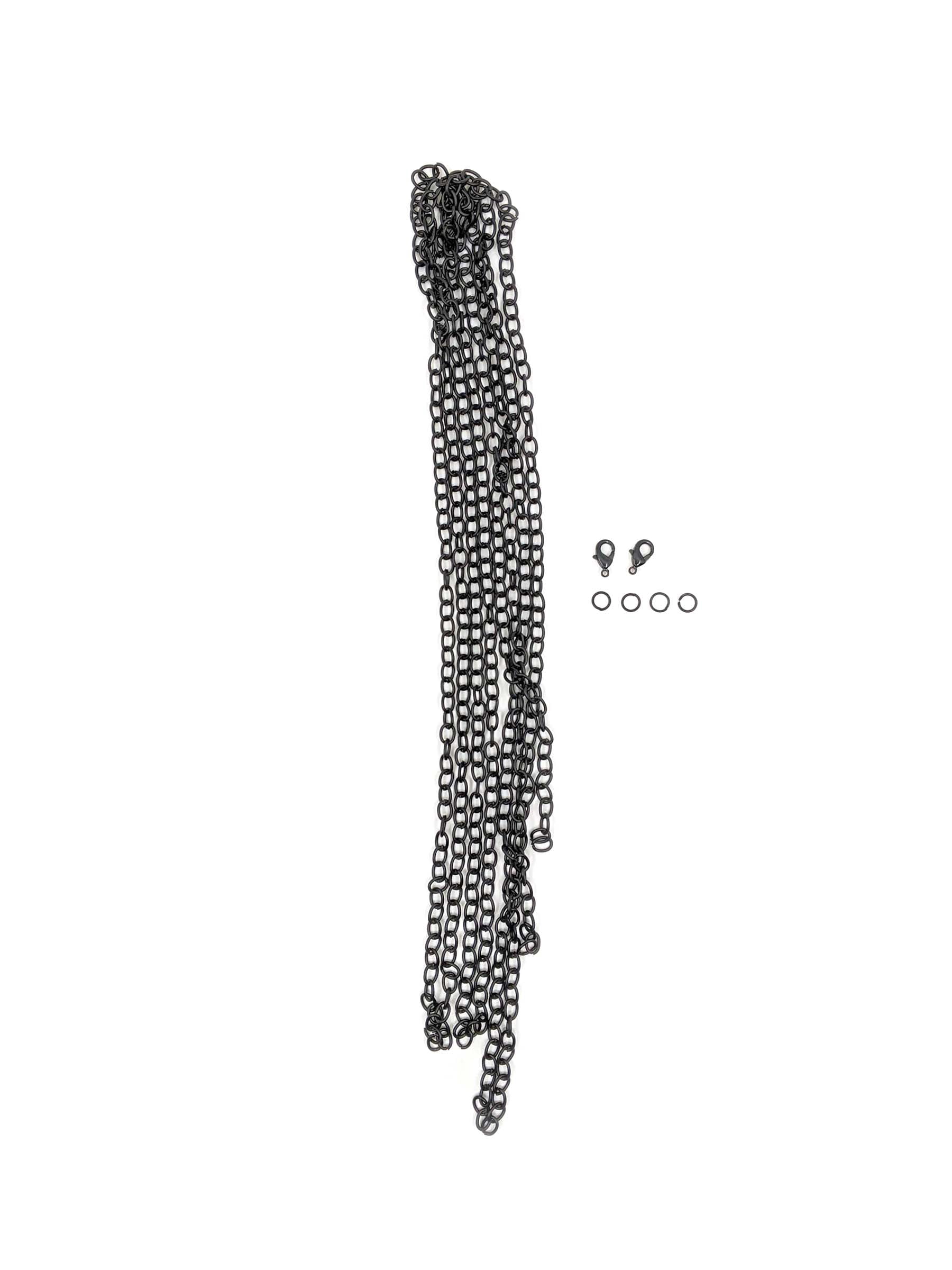 (3 pack) Blue Moon Beads Black Metal Cable Chain for Jewelry Making 90 Inches 1-pack