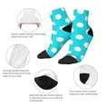 thumbnail image 3 of Goofa Aqua And White Polka Dot Pattern Non Slip Socks with Grips for Elderly, Crew Socks Yoga Hospital Socks Cushioned Sole Gripper Socks for Men Women, 3 of 5