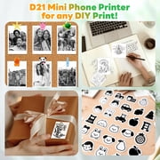 HKHKPI Mini Printer, Bluetooth Portable Inkless Thermal Pocket Sticker Printer with 3 rolls, Sticker Maker Machine for Notes Journal Kids Gift