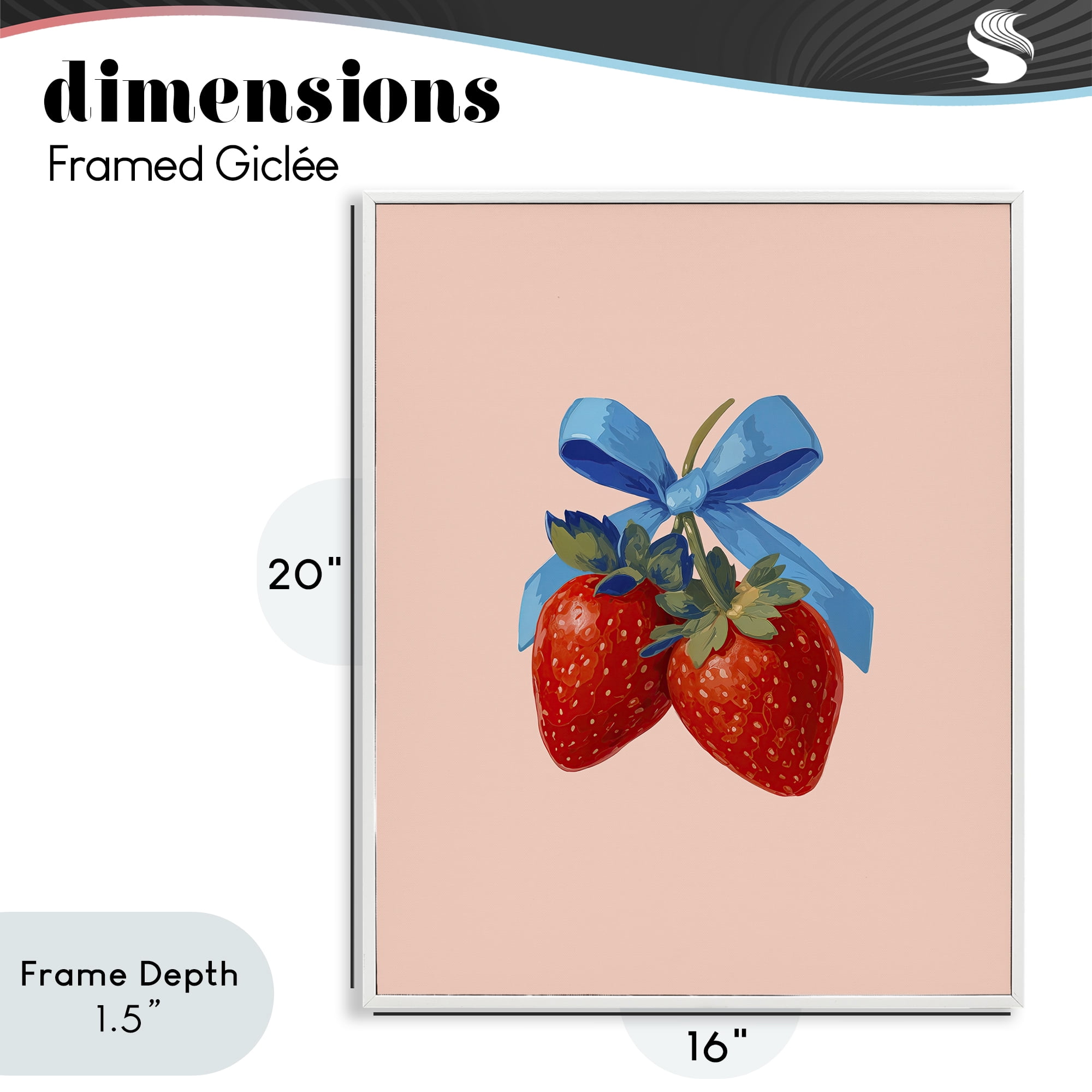 Stupell Industries Strawberry Pair with Blue Bow White Framed Giclee Art, design by Imagine It Images