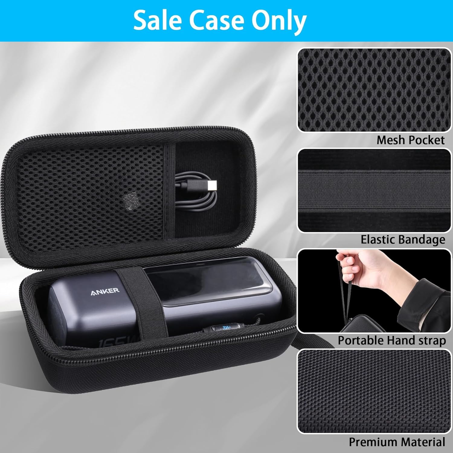 for Anker 25,000mAh Laptop Power Bank, Hard Travel Case Compatible with Anker Zolo A1695 Power Bank 25K 165W, Case Only (Black Case)