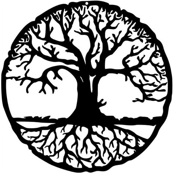 NEONRAITO Metal Tree of Life Round Sculpture Artwork Ornament, 15 x 15 Inches Wall Art For Indoor Outdoor Family Sign Housewarming Gift Wall Hanging