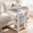 thumbnail image 2 of Costway 1 Pce Table d'Appoint en Forme de C avec Roues, Plateau Réglable, Butée de Bord, Pochette de Rangement Blanc, 2 of 10