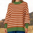 thumbnail image 6 of Besolor Women's Oversized Striped Sweaters Trendy Color Block Crewneck Long Sleeve Pullover Knit Tops Fall Outfits, 6 of 9
