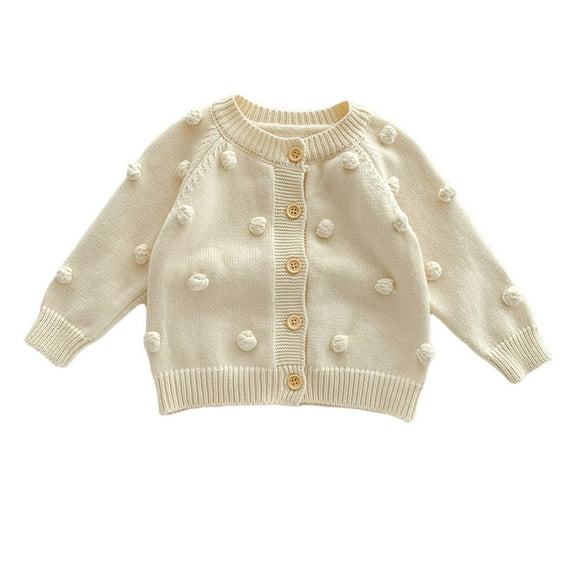 LYHaoo Sweaters Fall Outerwear Baby Unisex Knit Sweater Autumn Winter Solid Long Sleeve Sweater Cardigan Clothes 6-9 Months(White)