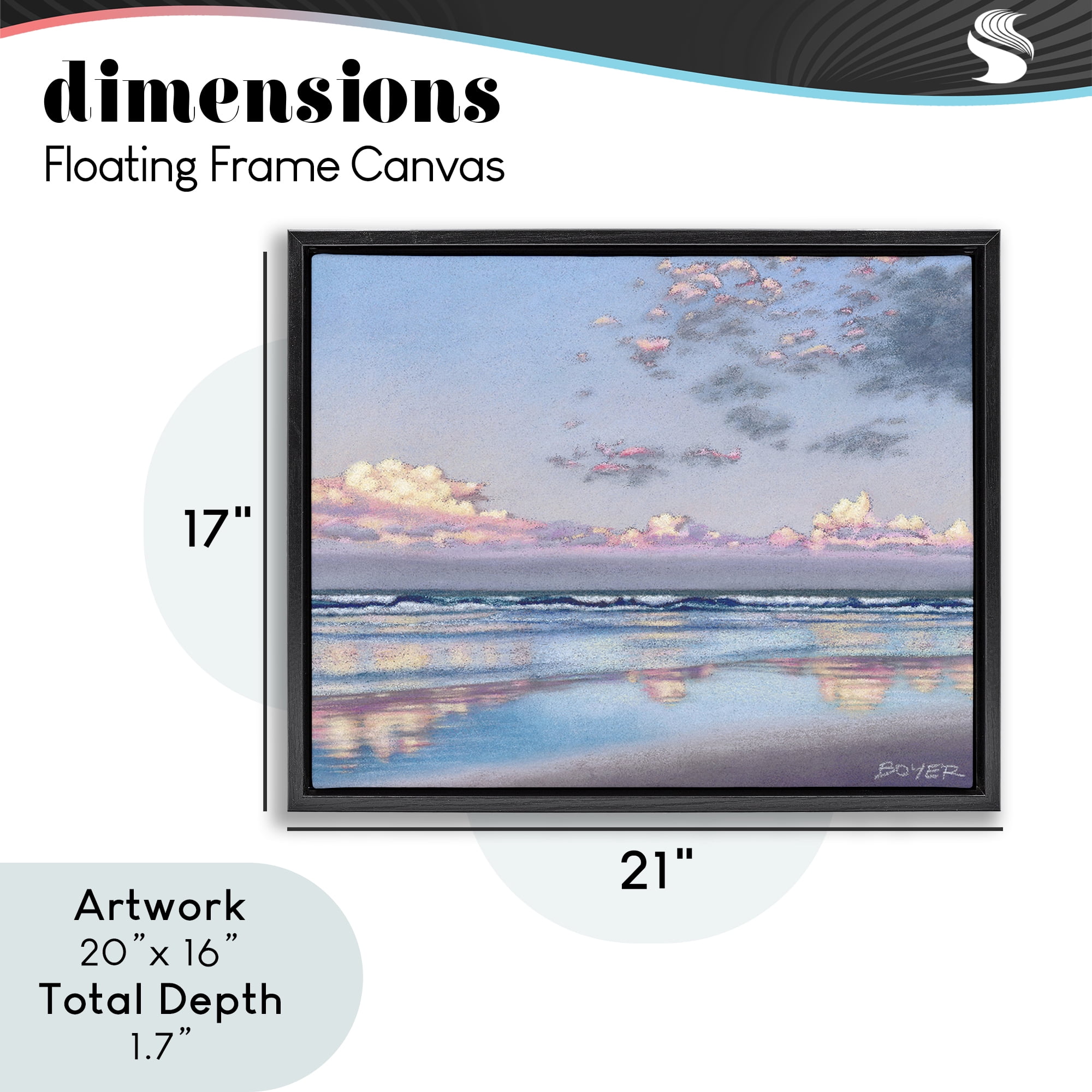 Stupell Industries Nature's Poetry Seascape Black Framed Floater Canvas Wall Art, design by Susy Boyer