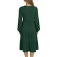 thumbnail image 5 of UVN Fall Dresses for Women Long Sleeve V Neck Midi Dress Casual Loose Flowy Swing Tiered Dress with Pockets, 5 of 9