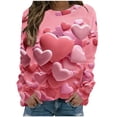 thumbnail image 5 of Qertyioot Chemise Cœur d'Amour Saint-Valentin Grande Taille Pull, Manches Longues Graphiques pour Femmes Col Rond Oversize, 5 of 5