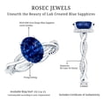 thumbnail image 5 of Rosec Jewels Oval Cut Lab Created Blue Sapphire Solitaire Ring with Diamond - 4 Carat - AAAA Quality, 925 Sterling Silver, US 4.00, 5 of 8