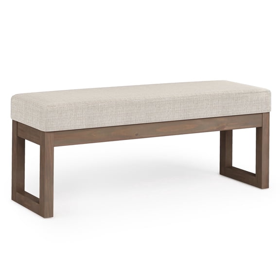 Milltown 44 inch Wide Solid Wood Contemporary Large Ottoman Bench in Platinum