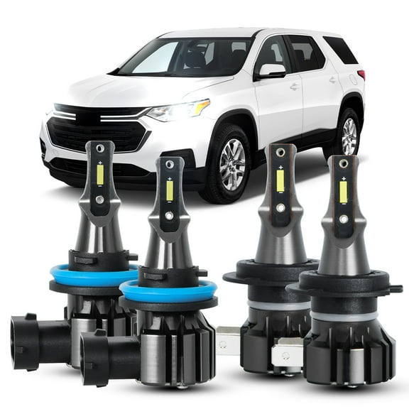 RXTSQI For 2013-2018 Chevy Traverse LED Headlight Bulbs H7 High Beam H11 Low Beam 4pcs