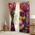 thumbnail image 3 of Manfei Spooky Halloween Skull Blackout Curtains,Boho Bohemain Theme Curtains Pack of 2 (38x45 Each),Colorful Flower Floral Window Curtains For Boys Teens,Super Cozy Room Decor, 3 of 6