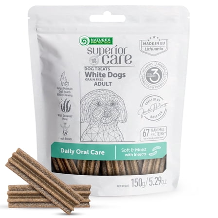 Nature's Protection Superior Care Grain Free Insect Dental Treats for Dogs, 5.29 oz Bag
