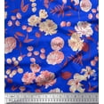 thumbnail image 1 of Soimoi Blue Rayon Crepe Fabric Leaves & Artistic Floral Print Fabric by The Yard 46 Inch Wide, 1 of 1
