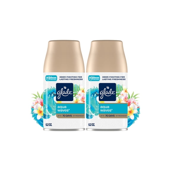 Glade Automatic Spray Refill, Air Freshener, Aqua Waves™, 2 Refills, 2 x 6.2 oz