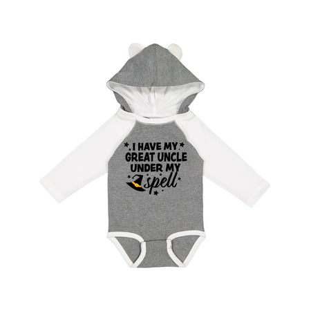 

Inktastic I Have My Great Uncle Under My Spell with Cute Witch Hat Gift Baby Boy or Baby Girl Long Sleeve Bodysuit