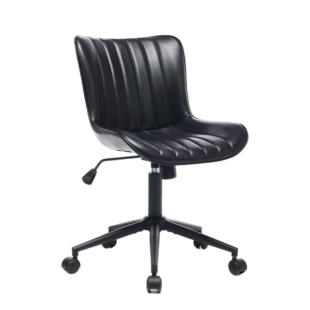 Fauteuil d'Appoint Pivotant Doux Moderne – Fauteuil Coquille Rembourré avec Rotation à 360° – Chaise de Rangement Confortable pour Coiffeuse, Bureau et Entrée pour Chambre, Salon, Bureau d'Étude, Bureau à Domicile – Pieds Fuselés Noirs / Noir