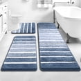 thumbnail image 4 of Findosom Bathroom Rugs Set of 3,Absorbent Non-Slip Machine Washable Bath Rugs, Microfiber Quick Dry Bath Mats for Bathroom Floor Tub Shower Bedroom Kitchen,20"x32"+20"x59"+U Shape 20"x24" Blue, 4 of 10