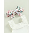 thumbnail image 4 of 3Pcs Toddler Girls Summer Outfits Ribbed Halter Crop Top Romper Bodysuit Floral Bloomer Shorts Headband Clothes Set, 4 of 7