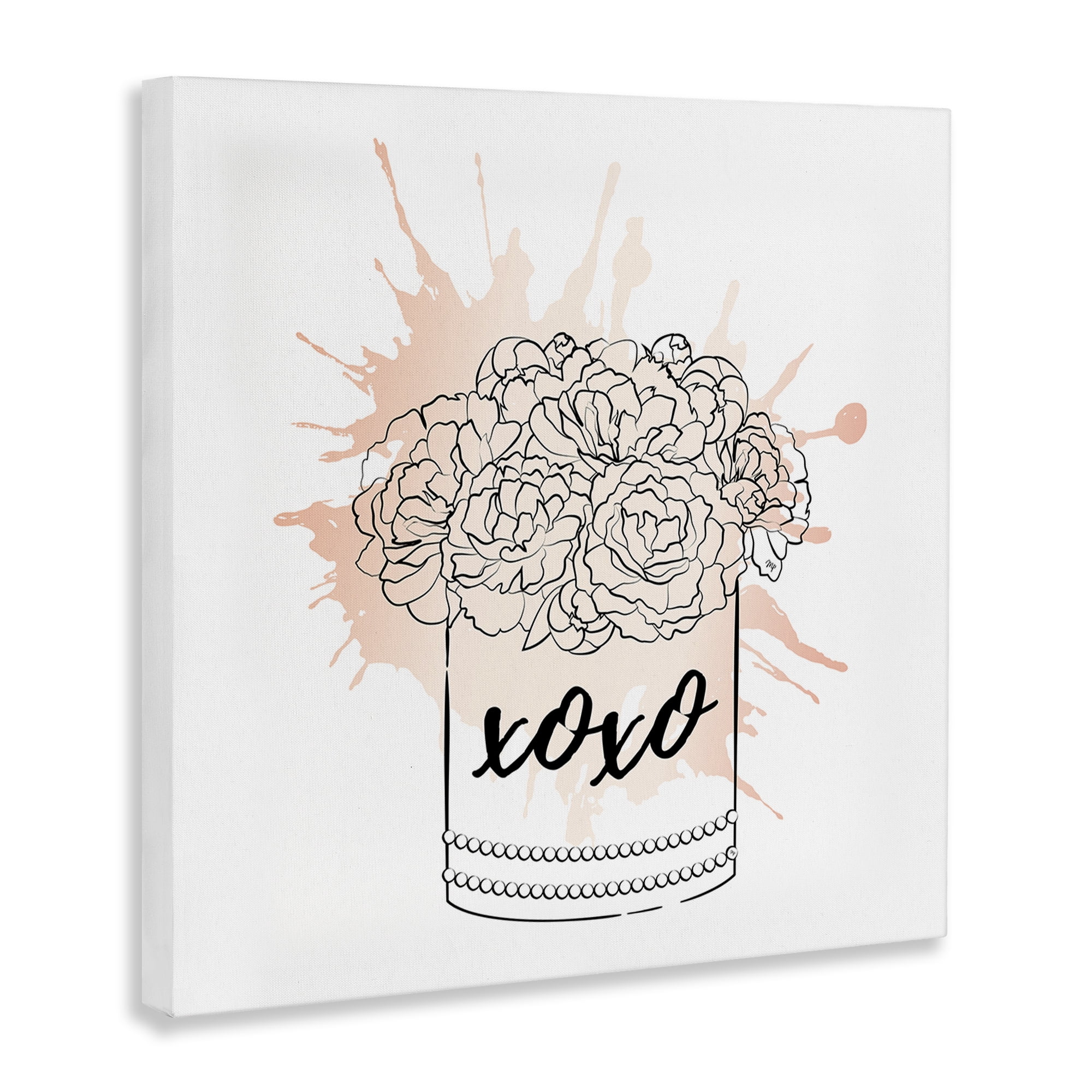 Stupell Industries XOXO Pastel Flowers Botanical & Floral Painting Gallery Wrapped Canvas Art Print Wall Art, 36 x 36